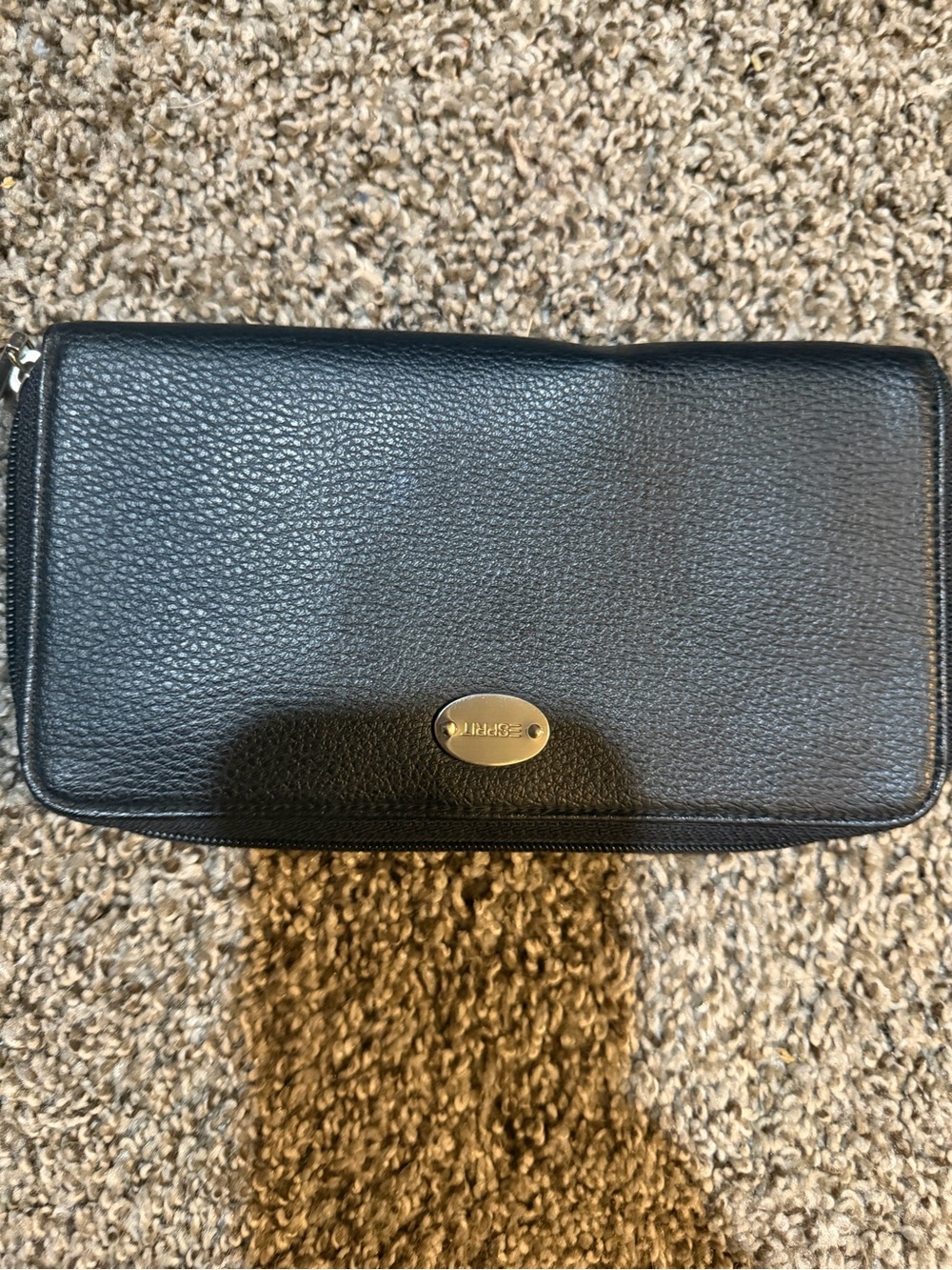 Black Leather Esprit Wallet  with Metal Plaque